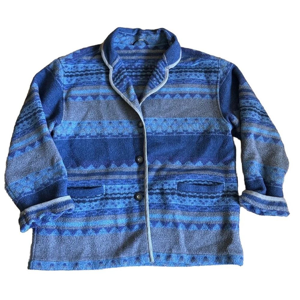Vintage Aztec Wool Blend XL Sz 44 Button Up Native Western Style Boho Me…